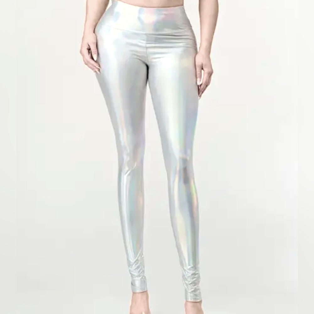 NWT Holographic Silver Leggings